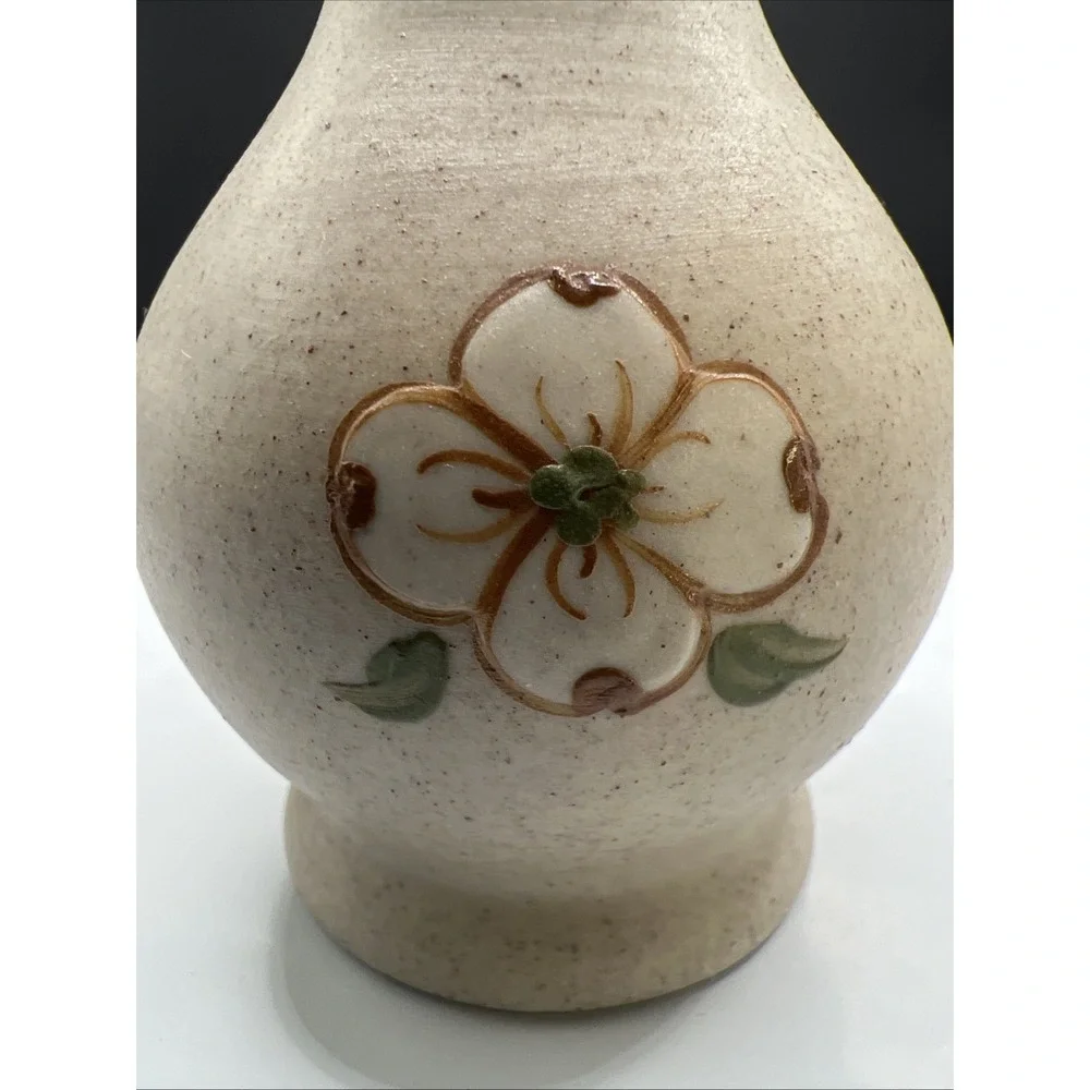 Vintage Pigeon Forge Pottery Dogwood Bud Vase Speckled Stoneware Signed Tennesse